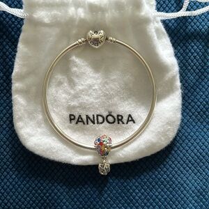 Pandora Heart Bangle and “Up” House charm. One size fits all. Sterling Silver